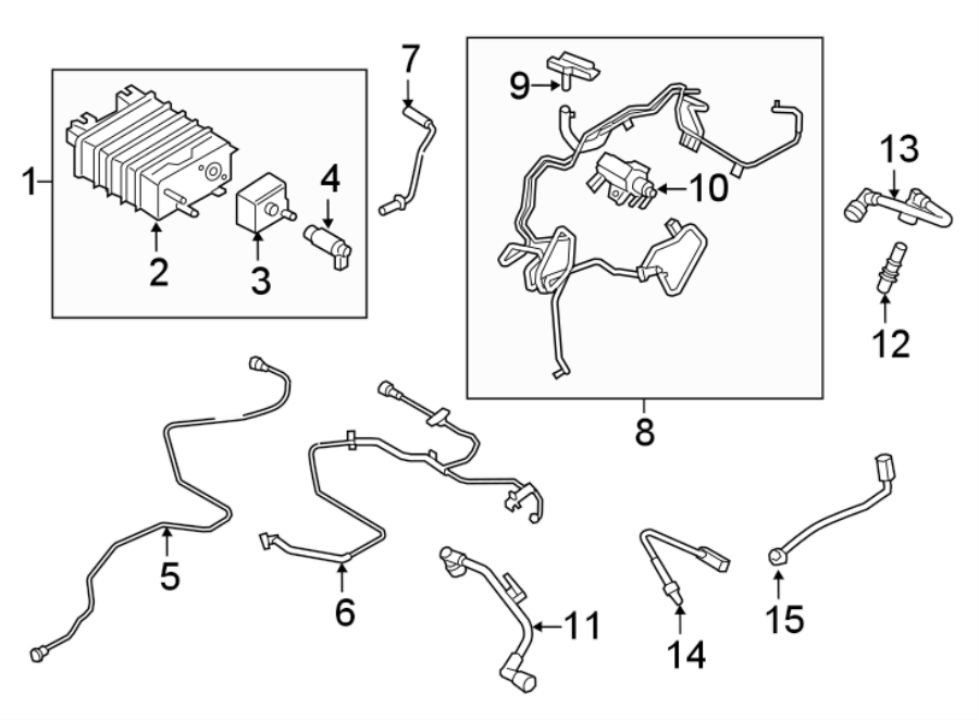 Diagram EMISSION SYSTEM. EMISSION COMPONENTS. for your 2016 Ford Edge 2.7L EcoBoost V6 A/T AWD Sport Sport Utility 