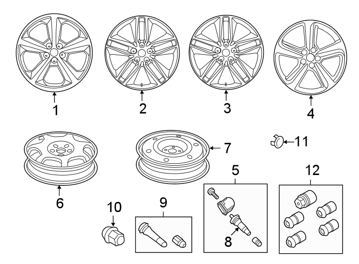 Diagram WHEELS. for your 2012 Ford Edge   