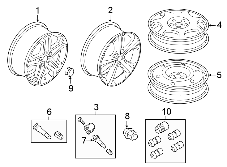 Diagram WHEELS. for your 2021 Ford Edge   