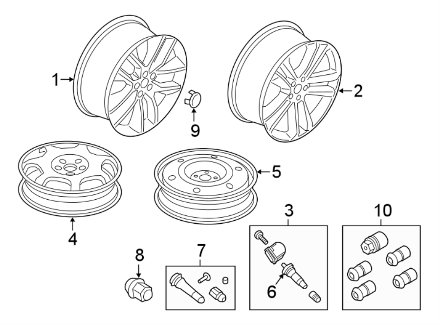 Diagram Wheels. for your 2014 Ford Edge   