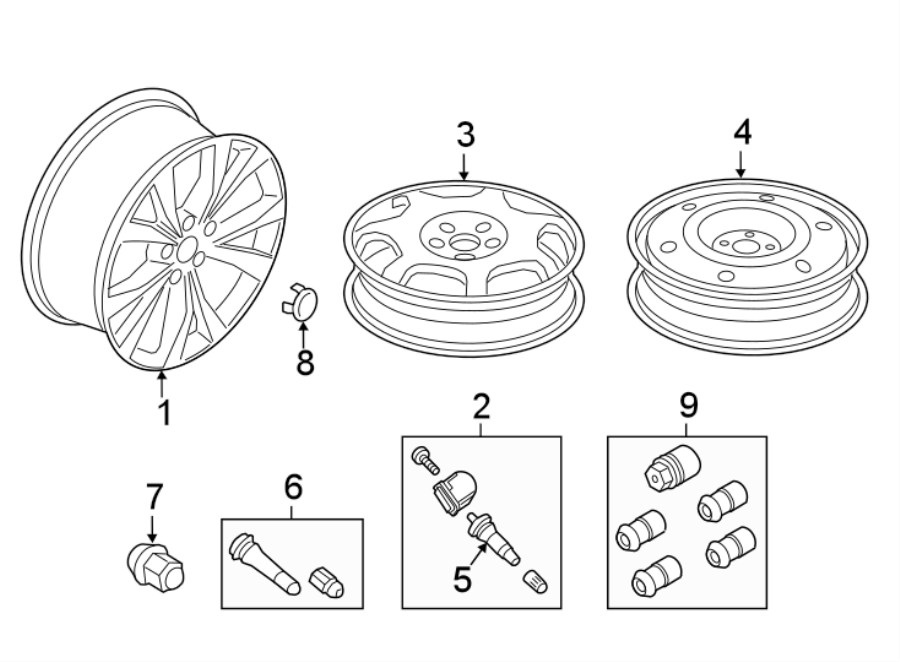 Diagram WHEELS. for your 2021 Ford Edge   