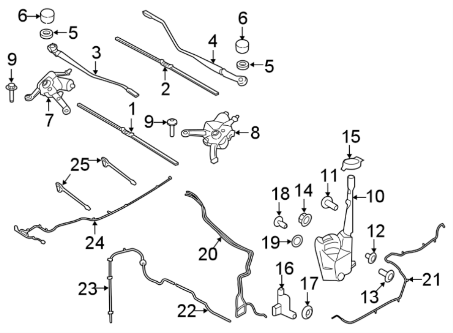 Diagram WINDSHIELD. WIPER & WASHER COMPONENTS. for your Ford Edge  