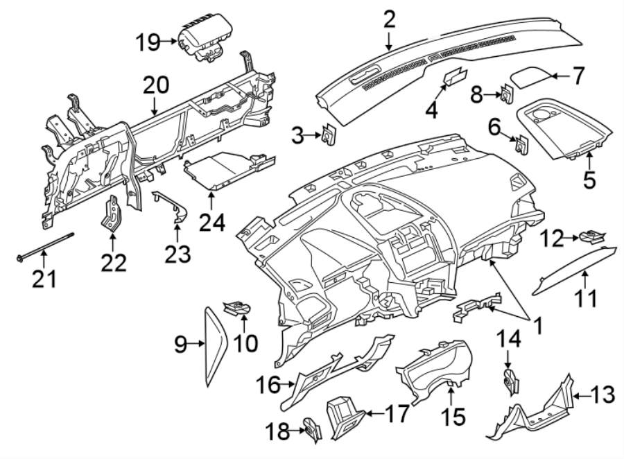 Diagram INSTRUMENT PANEL COMPONENTS. for your 2016 Lincoln MKZ Base Sedan  