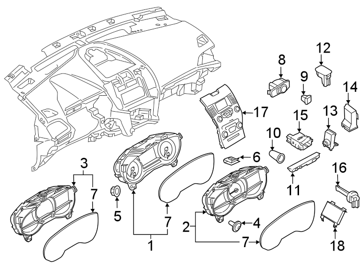 Diagram INSTRUMENT PANEL. CLUSTER & SWITCHES. for your 2022 Ford Transit Connect   