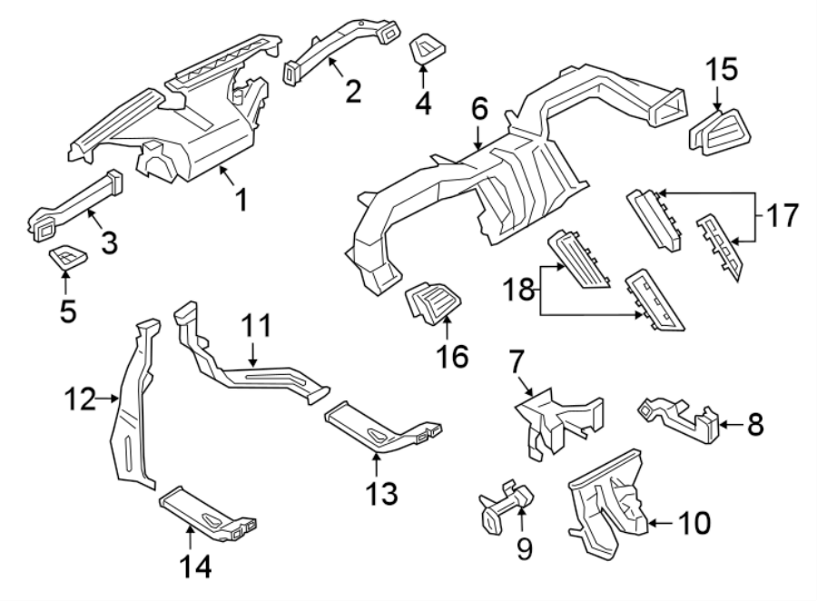 Diagram INSTRUMENT PANEL. DUCTS. for your 2024 Ford Edge   