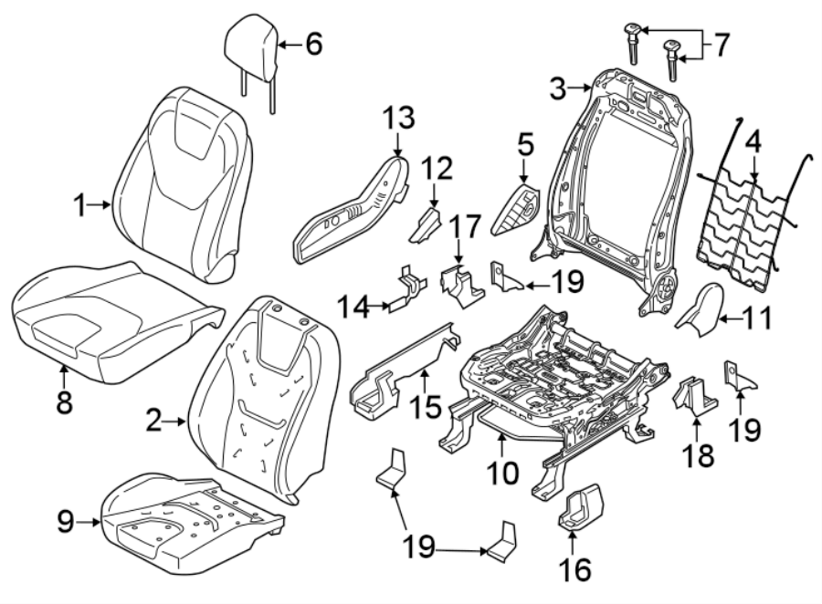 Diagram Seats & tracks. Passenger seat components. for your Lincoln MKZ  