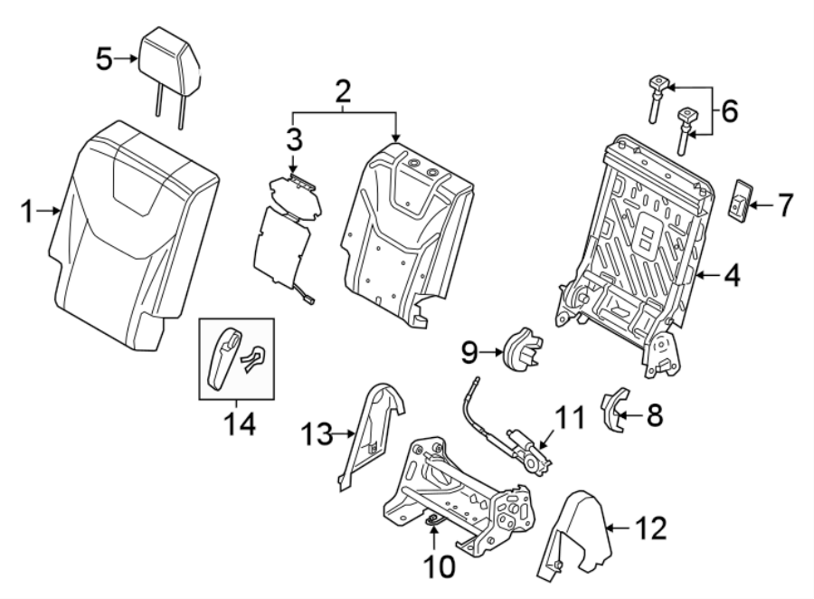 Diagram SEATS & TRACKS. REAR SEAT COMPONENTS. for your Ford Edge  