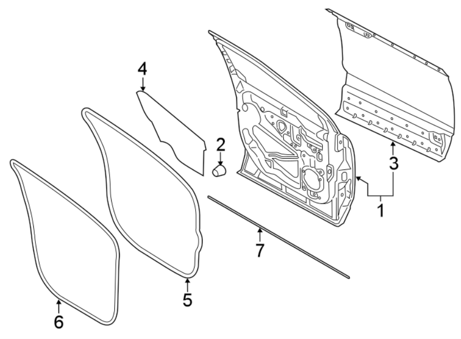 Diagram FRONT DOOR. DOOR & COMPONENTS. for your 1992 Ford Bronco   