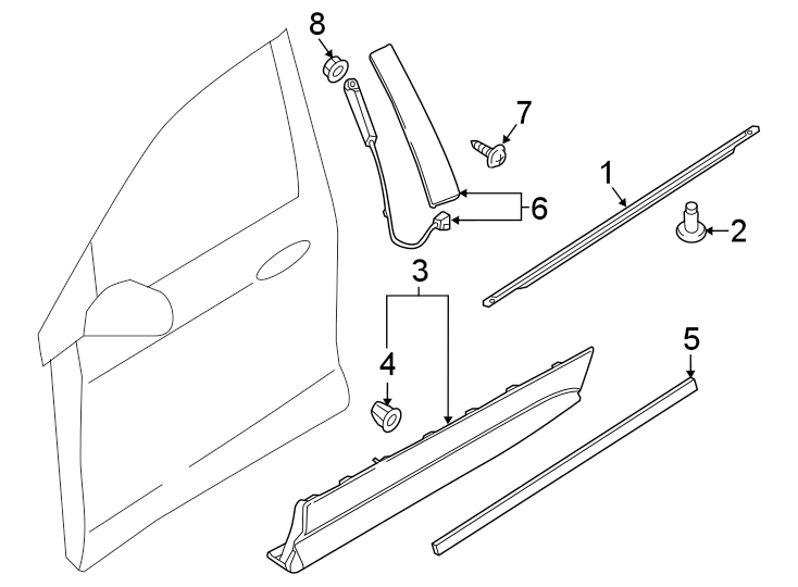 Diagram FRONT DOOR. EXTERIOR TRIM. for your 2015 Lincoln MKZ   