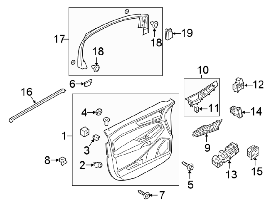 Diagram FRONT DOOR. INTERIOR TRIM. for your 1996 Ford Bronco   