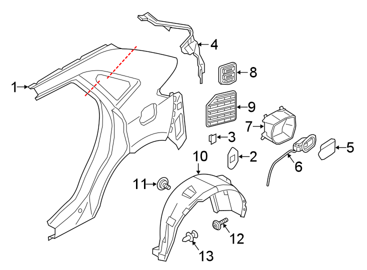 Diagram QUARTER PANEL & COMPONENTS. for your 1992 Ford F-150   