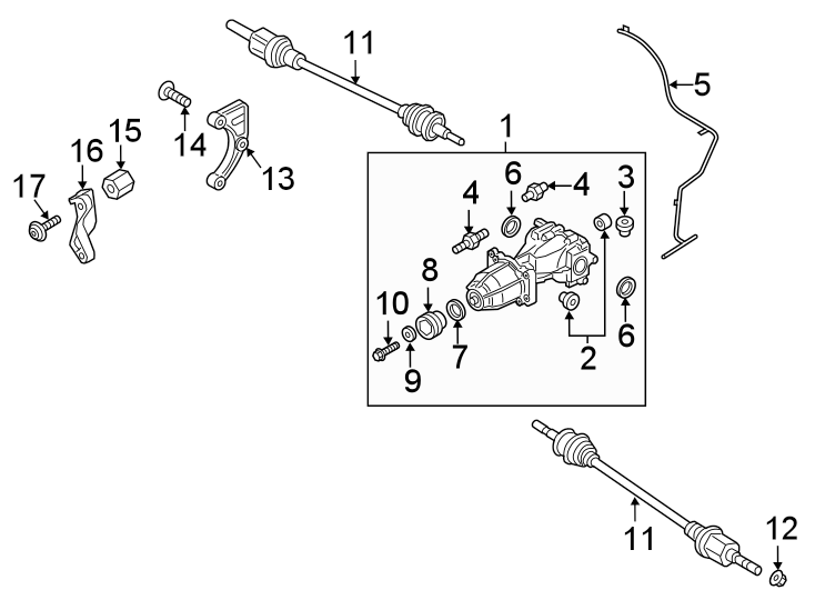 Diagram Rear suspension. Axle & differential. for your 2007 Ford Edge   