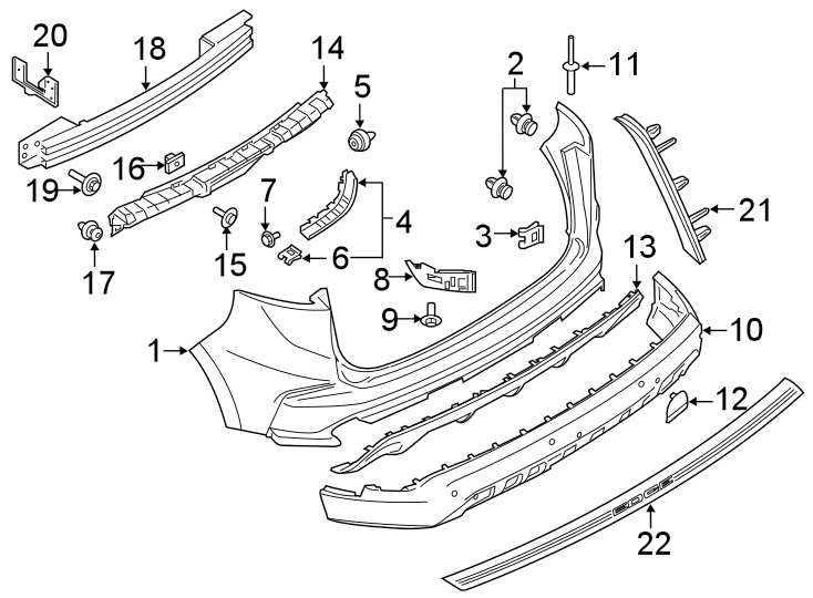 Diagram REAR BUMPER. BUMPER & COMPONENTS. for your 2019 Lincoln MKZ Hybrid Sedan  