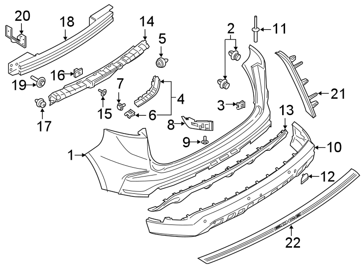 Diagram REAR BUMPER. BUMPER & COMPONENTS. for your Ford