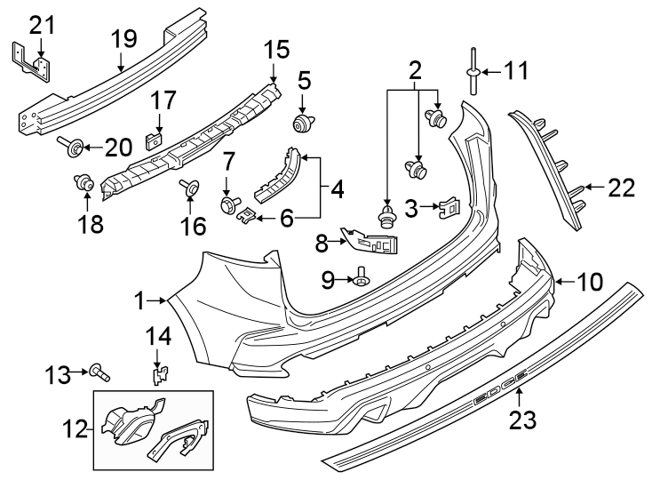 Diagram REAR BUMPER. BUMPER & COMPONENTS. for your 2019 Lincoln MKZ Hybrid Sedan  