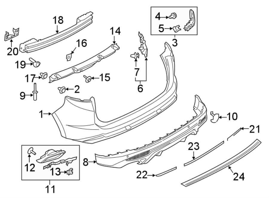 Diagram REAR BUMPER. BUMPER & COMPONENTS. for your Ford Edge  