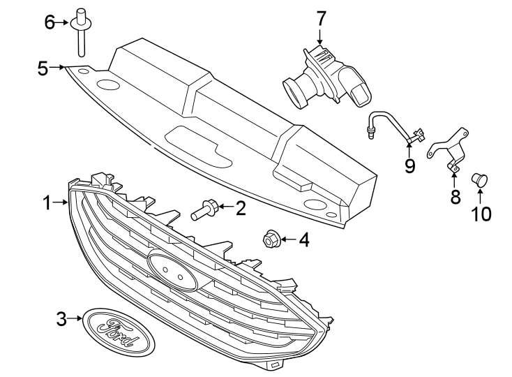 Diagram FRONT BUMPER & GRILLE. GRILLE & COMPONENTS. for your 2017 Lincoln MKZ Select Sedan  