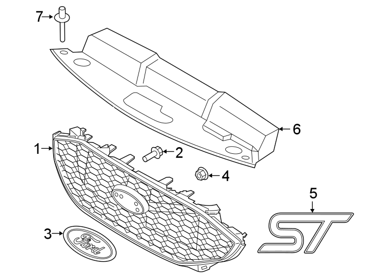 Diagram FRONT BUMPER & GRILLE. GRILLE & COMPONENTS. for your 2017 Lincoln MKZ Premiere Sedan 2.0L EcoBoost A/T FWD 