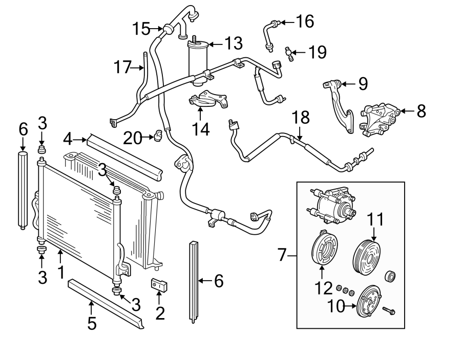 Diagram AIR CONDITIONER & HEATER. COMPRESSOR & LINES. CONDENSER. for your Ford