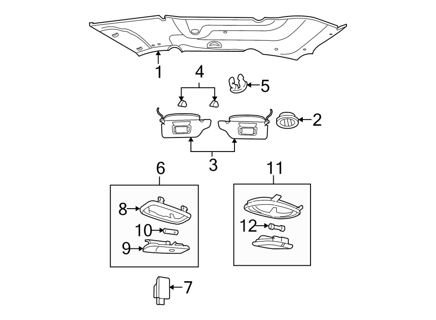 Diagram ROOF. INTERIOR TRIM. for your 1992 Ford F-150   