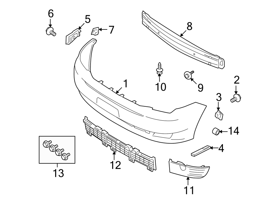 Diagram FRONT BUMPER & GRILLE. BUMPER & COMPONENTS. for your 2019 Lincoln MKZ Base Sedan 2.0L EcoBoost A/T FWD 