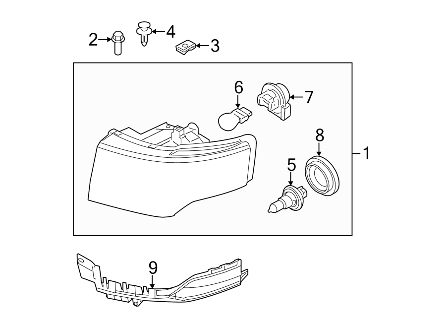 Diagram FRONT LAMPS. HEADLAMP COMPONENTS. for your 2016 Lincoln MKZ Hybrid Sedan  