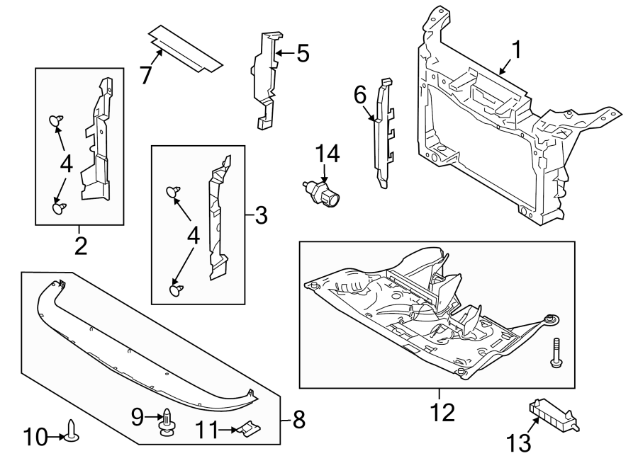 Diagram RADIATOR SUPPORT. for your 1995 Ford F-150   