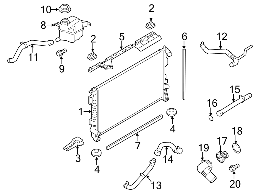 Diagram RADIATOR & COMPONENTS. for your 2014 Lincoln MKZ Hybrid Sedan  