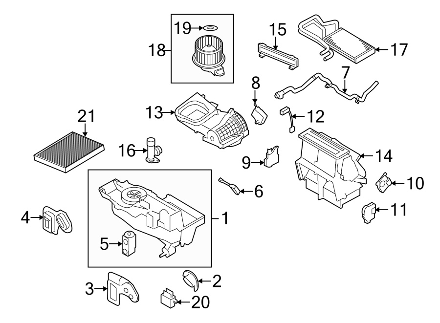 Diagram AIR CONDITIONER & HEATER. EVAPORATOR & HEATER COMPONENTS. for your 1994 Ford Explorer   