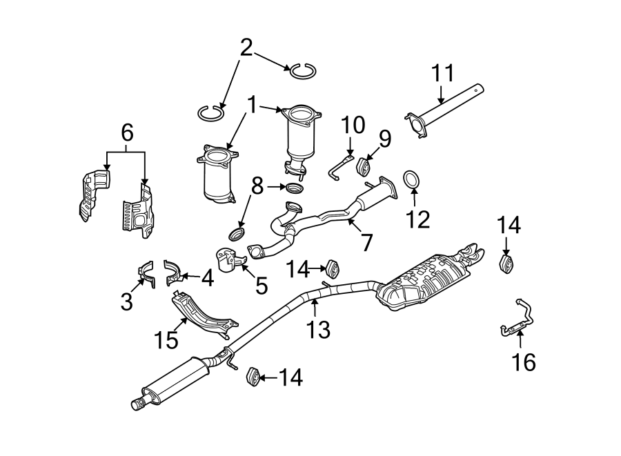 Diagram EXHAUST SYSTEM. EXHAUST COMPONENTS. for your 2009 Ford Flex   