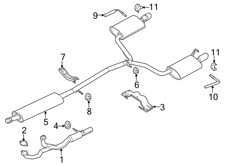 Diagram EXHAUST SYSTEM. EXHAUST COMPONENTS. for your Ford Flex  