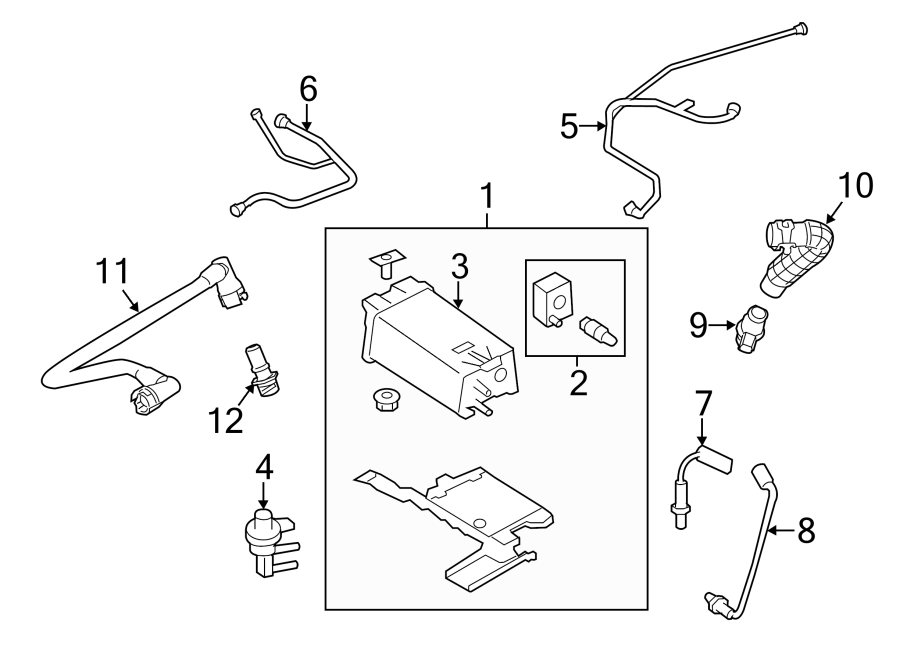 Diagram EMISSION SYSTEM. EMISSION COMPONENTS. for your 2008 Ford Fusion   