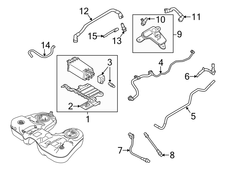 Diagram EMISSION SYSTEM. EMISSION COMPONENTS. for your Ford Edge  