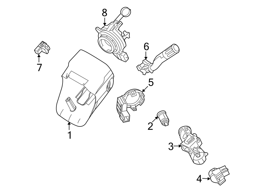 Diagram STEERING COLUMN. SHROUD. SWITCHES & LEVERS. for your 2003 Ford F-150 4.6L Triton (Romeo) V8 A/T RWD King Ranch Extended Cab Pickup Fleetside 