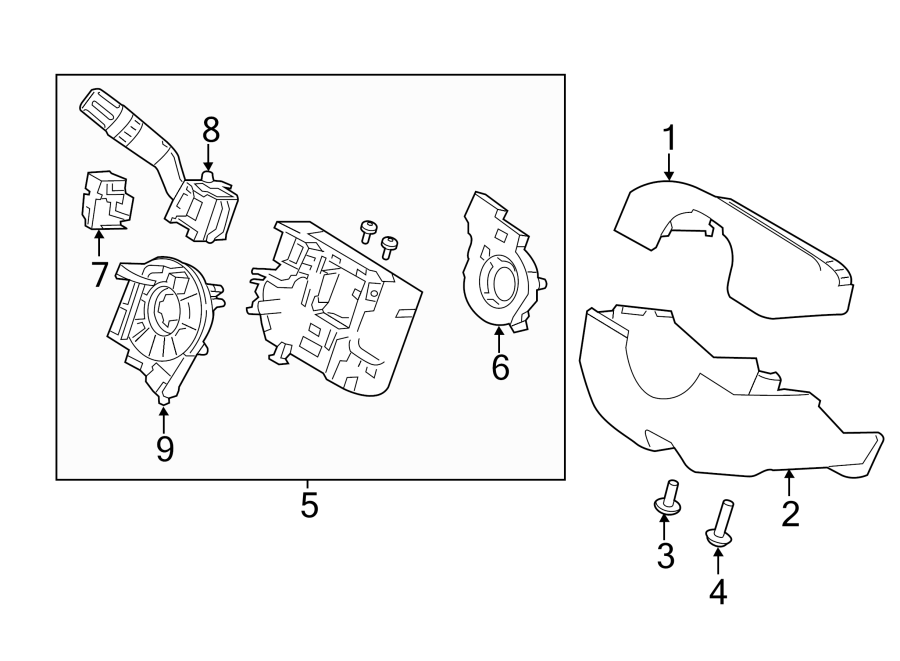 Diagram STEERING COLUMN. SHROUD. SWITCHES & LEVERS. for your Ford Flex  