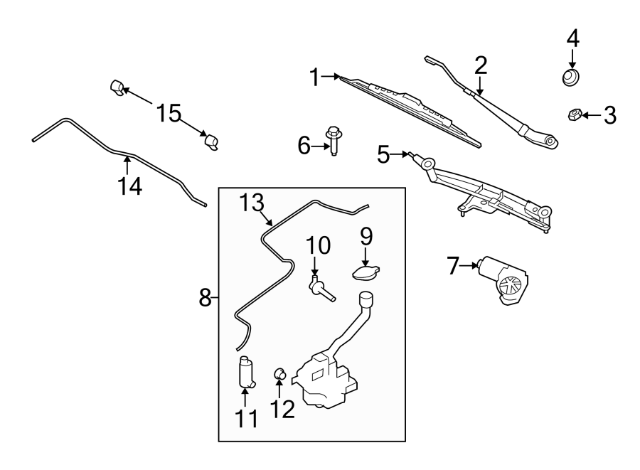 Diagram WINDSHIELD. WIPER & WASHER COMPONENTS. for your 2019 Lincoln MKZ Hybrid Sedan  