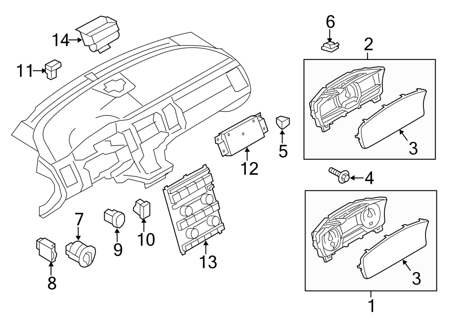 Diagram INSTRUMENT PANEL. CLUSTER & SWITCHES. for your 1990 Ford F-150   