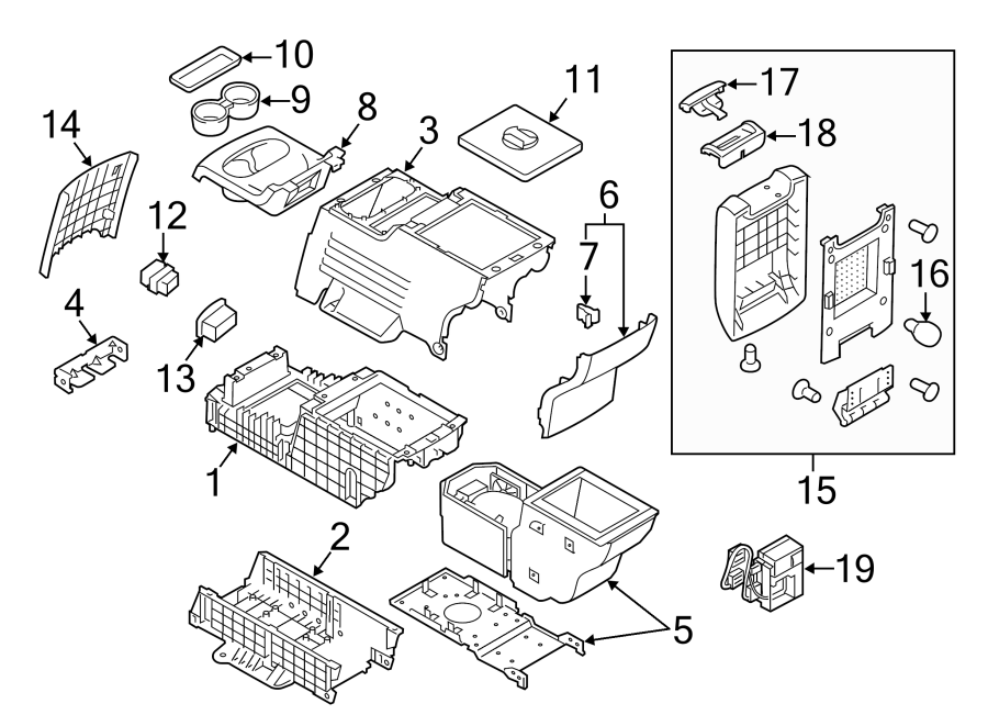 Diagram REAR CONSOLE. for your 2015 Lincoln MKZ Base Sedan  