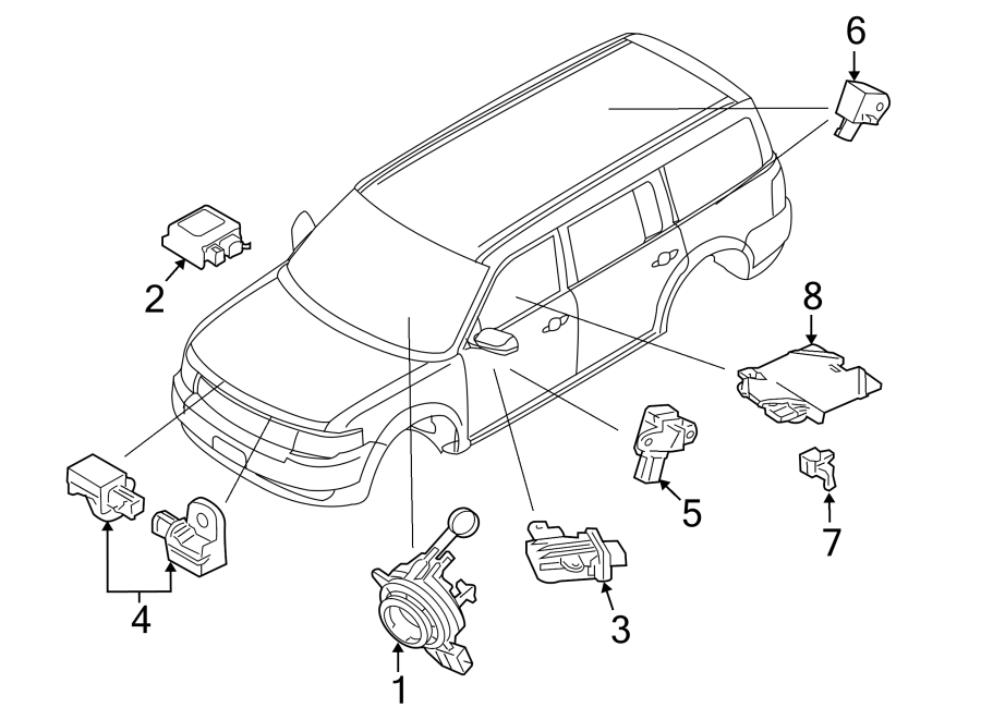 Diagram RESTRAINT SYSTEMS. AIR BAG COMPONENTS. for your Ford