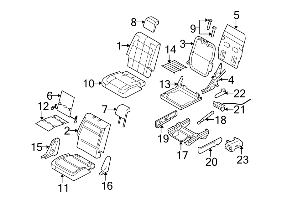 Diagram SEATS & TRACKS. SECOND ROW SEATS. for your Ford Flex  