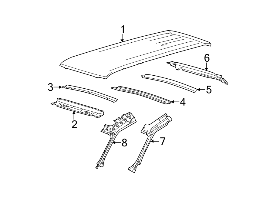 Diagram ROOF & COMPONENTS. for your 2021 Ford F-150 3.0L Power-Stroke V6 DIESEL A/T 4WD XL Standard Cab Pickup Fleetside 