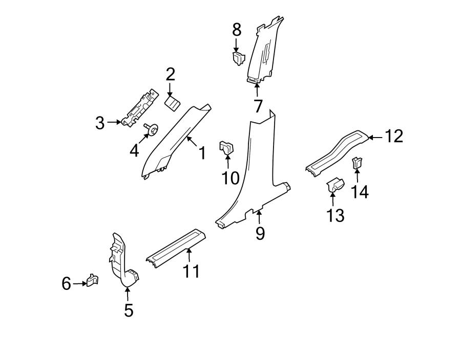 Diagram PILLARS. ROCKER & FLOOR. INTERIOR TRIM. for your Ford