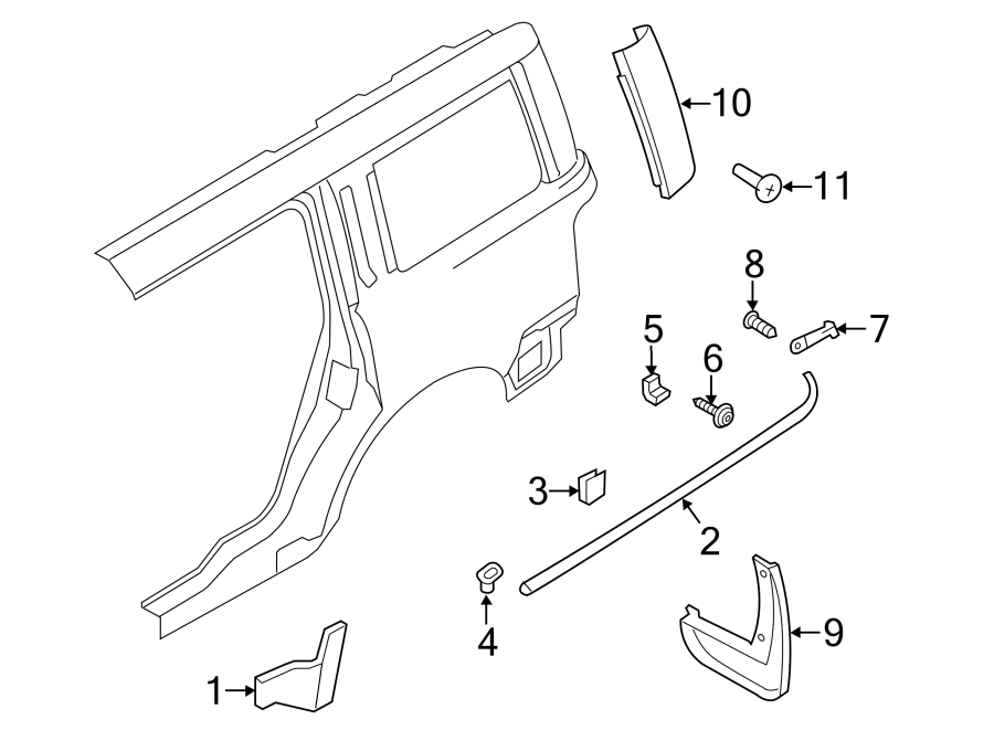 Diagram QUARTER PANEL. EXTERIOR TRIM. for your 2021 Ford F-150   