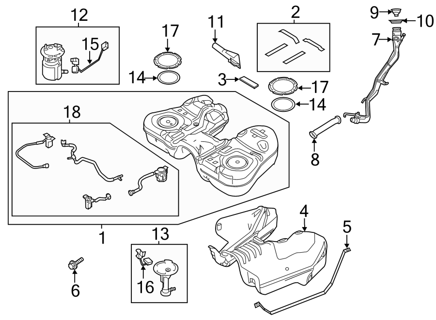 Diagram FUEL SYSTEM COMPONENTS. for your 2019 Lincoln MKZ Hybrid Sedan  