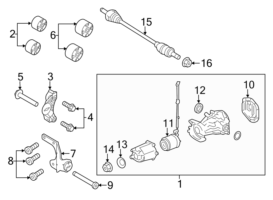 Diagram REAR SUSPENSION. AXLE COMPONENTS. for your 2019 Ford F-150  Raptor Crew Cab Pickup Fleetside 