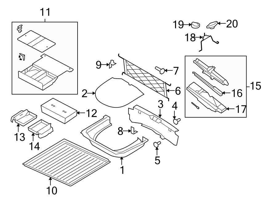 Diagram REAR BODY & FLOOR. INTERIOR TRIM. for your 2017 Ford F-350 Super Duty 6.7L Power-Stroke V8 DIESEL A/T 4WD XL Extended Cab Pickup Fleetside 