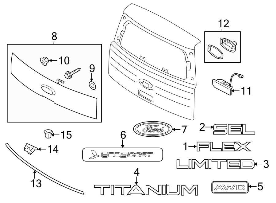 Diagram LIFT GATE. EXTERIOR TRIM. for your Lincoln MKZ  