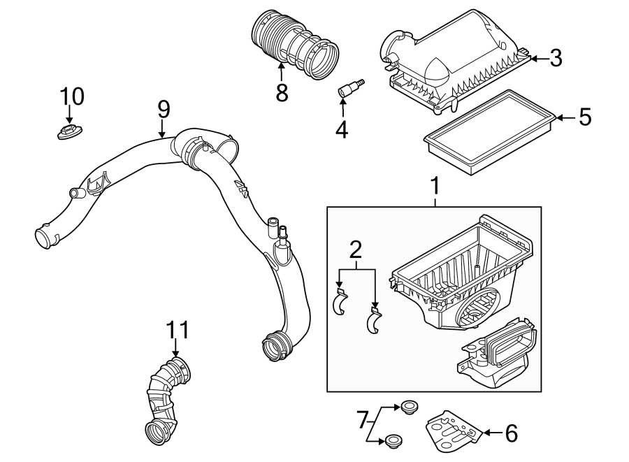 Diagram ENGINE / TRANSAXLE. AIR INTAKE. for your 2020 Ford F-150 3.5L EcoBoost V6 A/T RWD XL Standard Cab Pickup Fleetside 