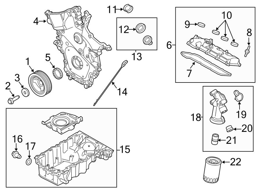 Diagram ENGINE / TRANSAXLE. ENGINE PARTS. for your Ford