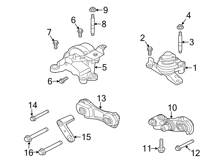 Diagram ENGINE / TRANSAXLE. ENGINE & TRANS MOUNTING. for your 2019 Lincoln MKZ Base Sedan  